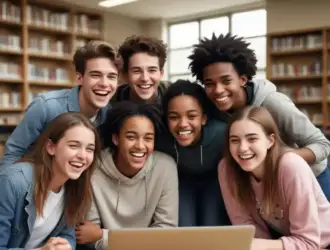 Estudantes consultam o resultado do Fies 2026, celebrando a oportunidade de acesso ao ensino superior por meio do financiamento estudantil.