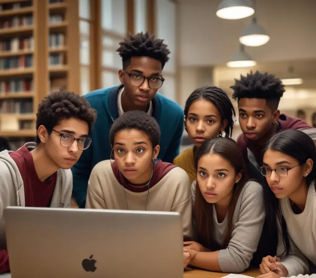 Estudantes em frente ao computador no último dia para a complementação de informações do ProUni 2026, etapa crucial para a validação das bolsas de estudo.