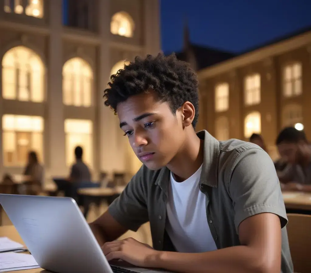 Estudante frustrado(a) após ver os resultados da redação do Enem, em meio às discussões sobre as mudanças nos critérios de correção do exame.
