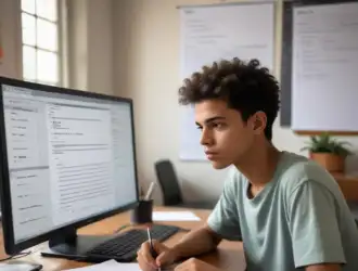 Estudante analisa o espelho de redação do Enem 2025, buscando insights para aprimorar sua escrita e garantir um melhor desempenho nas próximas edições.