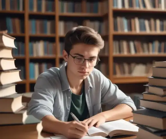 Estudante dedicado prepara-se para a redação do Enem em ambiente de estudos, refletindo a necessidade de preparo autoral para as novas exigências da prova.