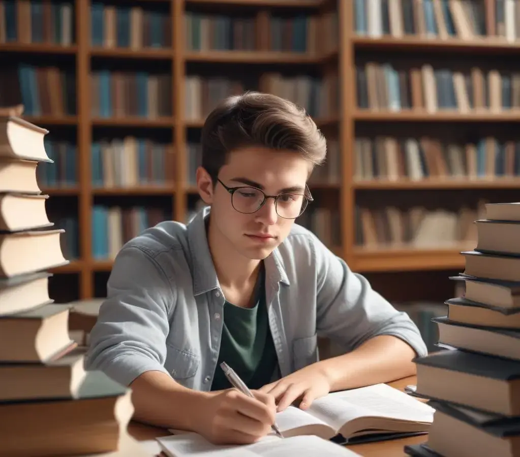 Estudante dedicado prepara-se para a redação do Enem em ambiente de estudos, refletindo a necessidade de preparo autoral para as novas exigências da prova.