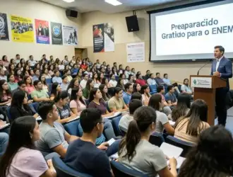 Estudantes participam de aulão preparatório em auditório do IFPE Campus Recife.
